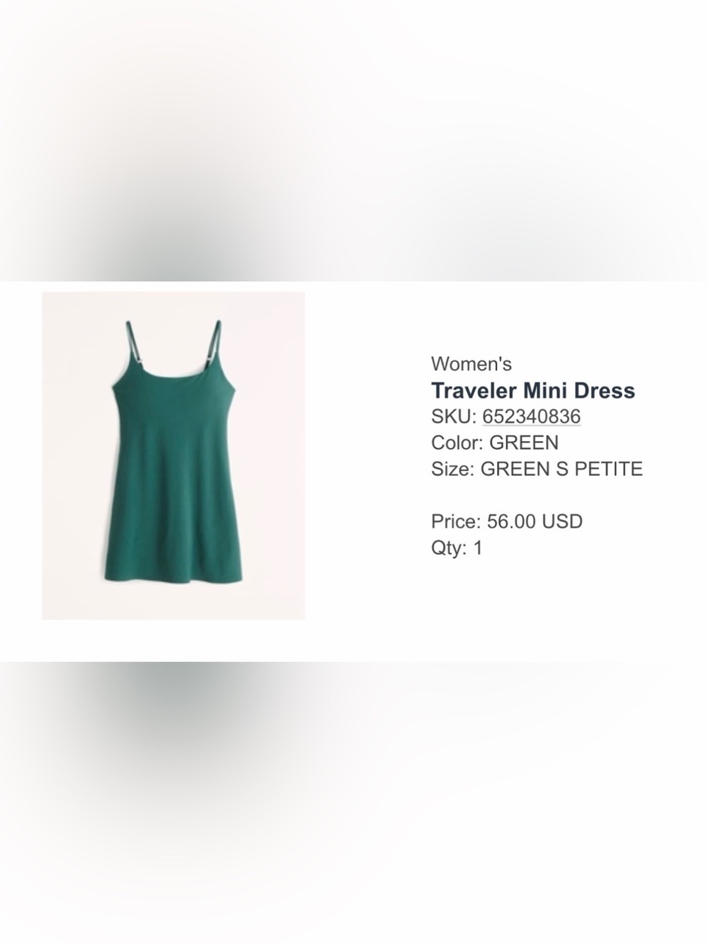 Abercrombie & Fitch Green Traveler Mini Dress Tank